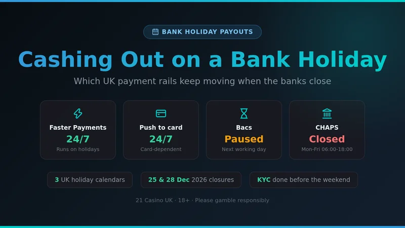 UK bank holiday payout timing for 21 Casino withdrawals