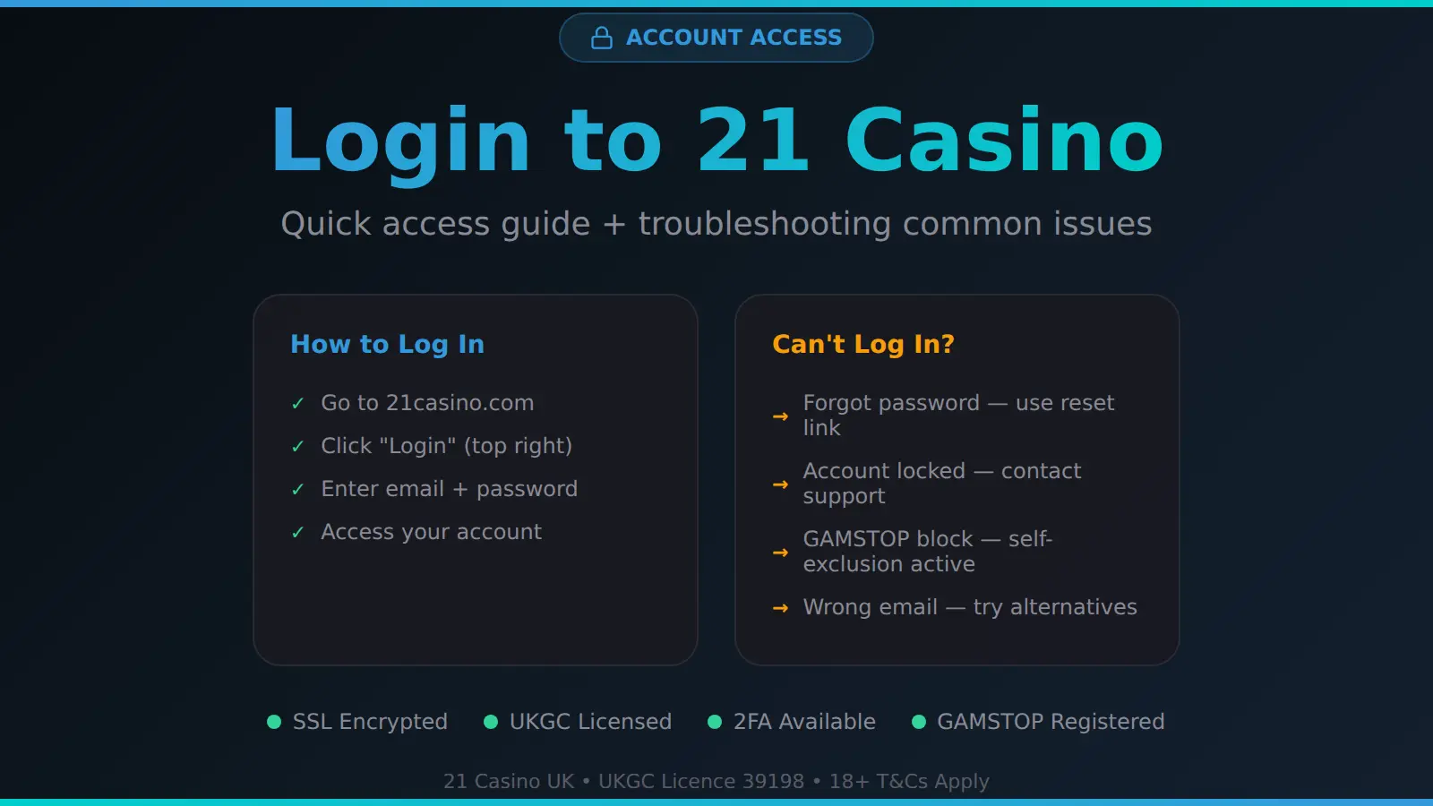 21 Casino Login — Access Your Account
